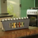 Ver imagem 3 de Suporte Porta Temperos Ervas De Balcão 10 Tubetes Aço Preto