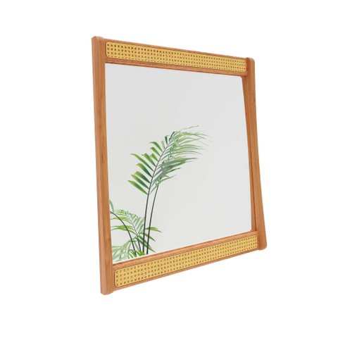 Espelho Ricco 105 X 94 Cm Madeira com Palhinha Amêndoa