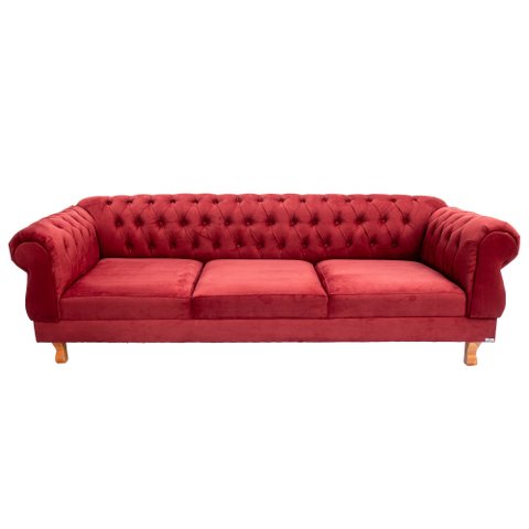 Sofá Chesterfield Capitone Elisabeth Suede Bordo 2,30CM
