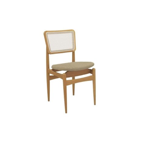 Cadeira Cozinha Stela 1cmm013ca Premium Madeira Maciça 1 Un Carvalho/boucle Bege/tela Bege -