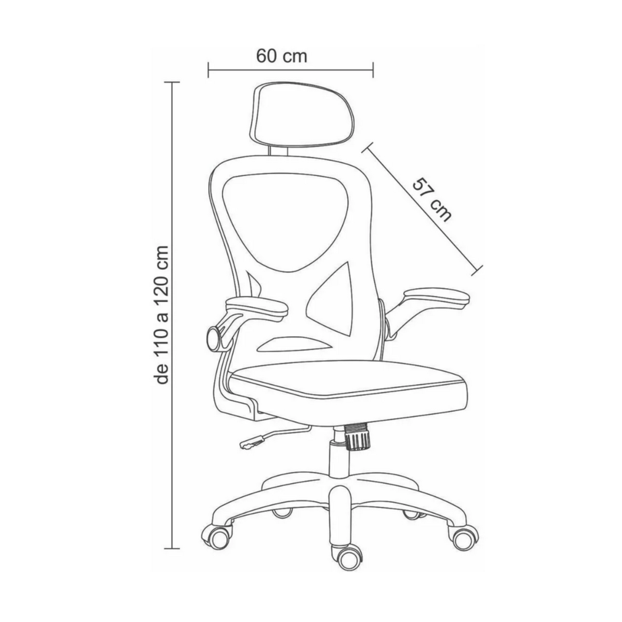 Cadeira Office Columbus Preta com Tela Mesh e Braços Rebatíveis 2d - Rivatti - 6