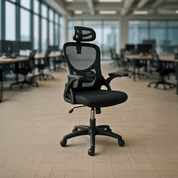 Cadeira de Escritório Ergonômica Giratória Office Presidente Columbus com Tela Mesh Preta / Cinza - 3 Cadeira de Escritório Ergonômica Giratória Office Presidente Columbus com Tela Mesh Preta / Cinza - 3