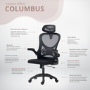 Ver imagem 4 de Cadeira de Escritório Ergonômica Giratória Office Presidente Columbus com Tela Mesh Preta / Cinza