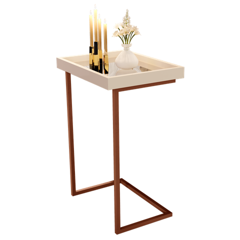 Mesa Lateral Multiuso para Salas Quarto e Ambientes Pequenos:off Bronze
