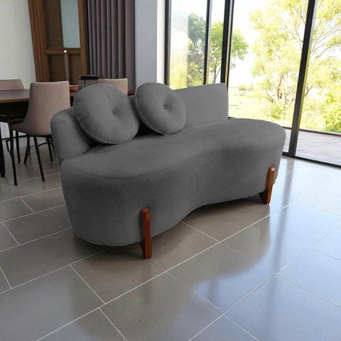 Namoradeira Sofá Feijão Lounge Orgânica Suede Cinza