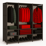 Closet Aberto 3 Colunas com Sapateira Preto Organizador Guarda Roupas Funcional para Quarto - 1