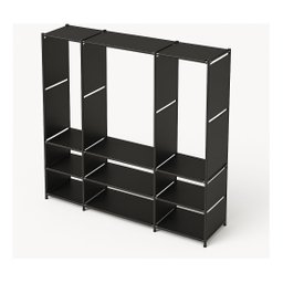 Closet Aberto 3 Colunas com Sapateira Preto Organizador Guarda Roupas Funcional para Quarto - 5