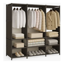 Closet Aberto 3 Colunas com Sapateira Preto Organizador Guarda Roupas Funcional para Quarto - 2