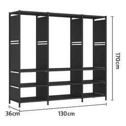 Closet Aberto 3 Colunas com Sapateira Preto Organizador Guarda Roupas Funcional para Quarto - 6