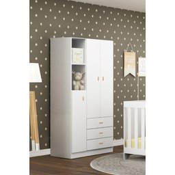 Guarda Roupa Ditália 3 Portas 3 Gavetas BB-322 Branco - 2