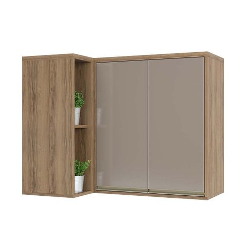 Armário Aéreo Canto Reto 95 Cm 2 Portas de Abrir 1 Prateleira Mel Luciane Móveis