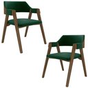 Ver imagem 1 de Kit 2 Cadeiras Sala de Jantar e Jogos Carteados Madeira Maciça Poker Veludo Verde/nogueira G42 - Gra