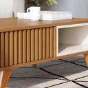 Ver imagem 5 de Conjunto Mesa e Estante para TV Mesa Nilo 2 Portas 2 Prateleiras MDP MDF 136cm Freijó Off White