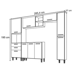 Cozinha Compacta 6 Peças 9 Portas 2 Gavetas Micaella I03 Cartagena/Branco - Mpozenato - 4 Cozinha Compacta 6 Peças 9 Portas 2 Gavetas Micaella I03 Cartagena/Branco - Mpozenato - 4