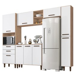 Cozinha Compacta 6 Peças 9 Portas 2 Gavetas Micaella I03 Cartagena/Branco - Mpozenato - 1 Cozinha Compacta 6 Peças 9 Portas 2 Gavetas Micaella I03 Cartagena/Branco - Mpozenato - 1