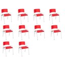 Ver imagem 2 de Kit 10 Cadeira Iso Infantil Creche, Escola Base Branco Vermelho