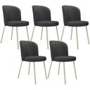 Ver imagem 1 de Kit 5 Cadeiras Sala de Jantar Estofada Gavi Arena L02 Linho Cinza Escuro Lyam Decor