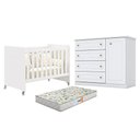 Ver imagem 1 de Berço Americano Evolution 4 em 1 Branco Acetinado Reller e Cômoda Americano Branco Hp e Colchão