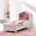 Ver imagem 1 de Cama Solteiro Casinha Princesa Branca e Rosa com Colchão