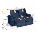 Ver imagem 2 de Sofá Veneza 2,00m Retrátil Reclinável Azul USB e Porta Copos - King House