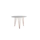 Ver imagem 3 de Mesa de Jantar Redonda 90cm Branco Clips 3 Pés com 4 Cadeiras Eames Eiffel Pretas Base Cobre