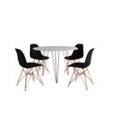 Ver imagem 2 de Mesa de Jantar Redonda 90cm Branco Clips 3 Pés com 4 Cadeiras Eames Eiffel Pretas Base Cobre
