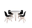 Ver imagem 2 de Mesa de Jantar Redonda 90cm Branco Clips 3 Pés com 4 Cadeiras Eames Eiffel Pretas Base Cobre