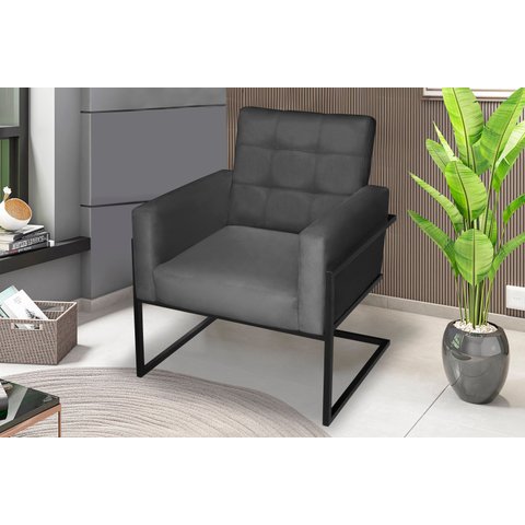 Poltrona Cadeira Decorativa Resistente com Base de Ferro para Escritório