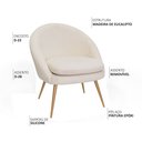 Ver imagem 3 de Poltrona para Sala Rafa Pés Ouro Fosco Bouclé Off White - Nexta Casa