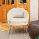 Ver imagem 2 de Poltrona para Sala Rafa Pés Ouro Fosco Bouclé Off White - Nexta Casa