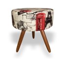 Ver imagem 3 de Kit 2 Poltronas Decorativa Bia + Puff Redondo Suede Paris Vermelho Pés Madeira Ms Decor