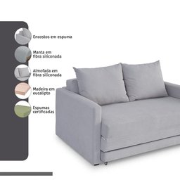 Sofa Cama Casal 147cm Trento Cinza Estofama - 5
