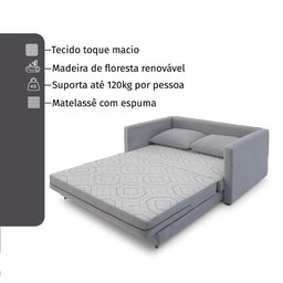 Sofa Cama Casal 147cm Trento Cinza Estofama - 6
