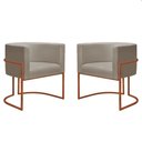 Ver imagem 1 de Kit 2 Poltronas Decorativa Nayara Base Ferro Bronze Suede - Twdecora
