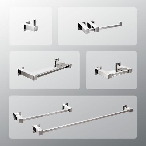 Kit Acessórios Para Banheiros 6 Peças Inox - Kromus Kitqd6