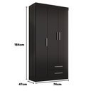 Ver imagem 3 de Guarda-Roupa Solteiro 3 Portas 2 Gavetas Kioto
