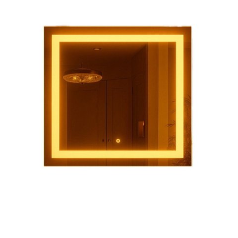 Espelho Quadrado 50x50 cm Jateado LED 3 Cores Touch Moderno