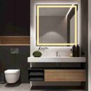 Ver mais imagens de Espelho Quadrado 50x50 cm Jateado LED 3 Cores Touch Moderno