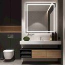 Ver imagem 5 de Espelho Quadrado 50x50 cm Jateado LED 3 Cores Touch Moderno