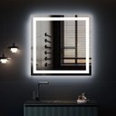 Ver imagem 4 de Espelho Quadrado 50x50 cm Jateado LED 3 Cores Touch Moderno