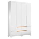 Ver imagem 4 de Guarda Roupa Solteiro Doble 04 Portas e Cômoda Fontana Branco - Móveis Albatroz