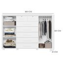 Ver imagem 3 de Guarda Roupa Solteiro Doble 04 Portas e Cômoda Fontana Branco - Móveis Albatroz