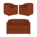 Ver imagem 2 de Kit 2 Poltronas Decorativas Tilla + Namoradeira Sala De Estar Cor:Terracota