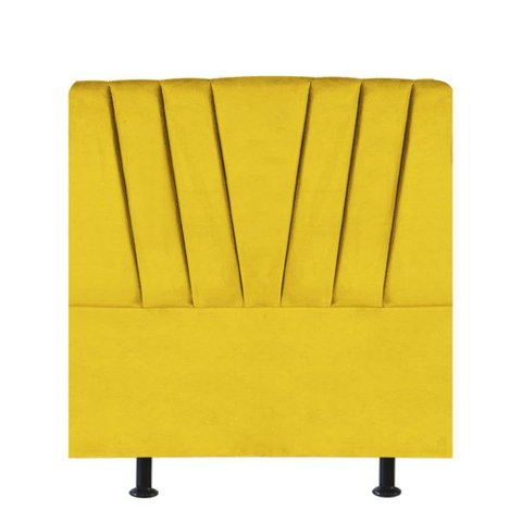 Cabeceira Bélgica Cama Box Casal 140 Cm Suede Amarelo
