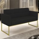 Ver imagem 2 de Sofá Namoradeira Base Industrial Dourado Ana Linho Preto - Ibiza