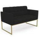 Ver imagem 1 de Sofá Namoradeira Base Industrial Dourado Ana Linho Preto - Ibiza