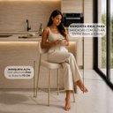 Ver imagem 4 de Banqueta Cozinha Gourmet Alta 98cm com Encosto Industrial Aço Dourado Off White