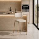 Ver imagem 6 de Banqueta Cozinha Gourmet Alta 98cm com Encosto Industrial Aço Dourado Off White