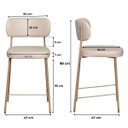 Ver imagem 3 de Banqueta Cozinha Gourmet Alta 98cm com Encosto Industrial Aço Dourado Off White