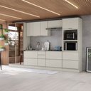 Ver imagem 1 de Cozinha Completa Fineze 8 Portas 8 Gavetas com Vidro 100% MDF Areia Hp - Henn